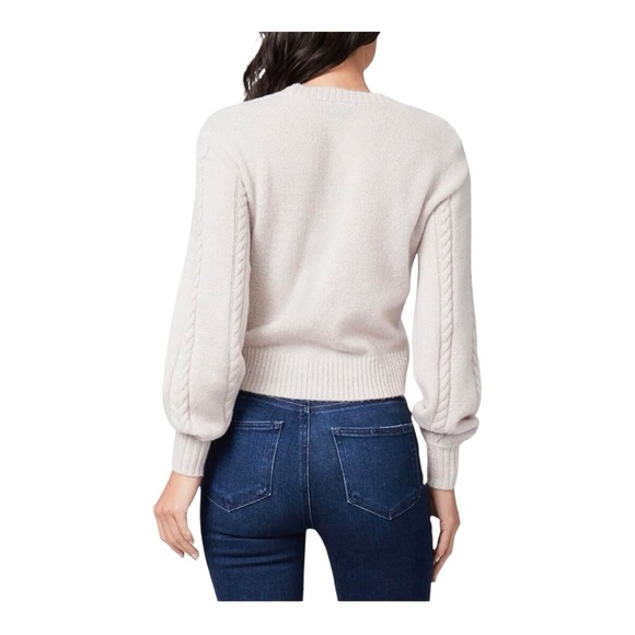 Paige wool blend Cable Knit Cardigan Cropped Sweater Y2K Buttons Front Closure - Picture 2 of 10